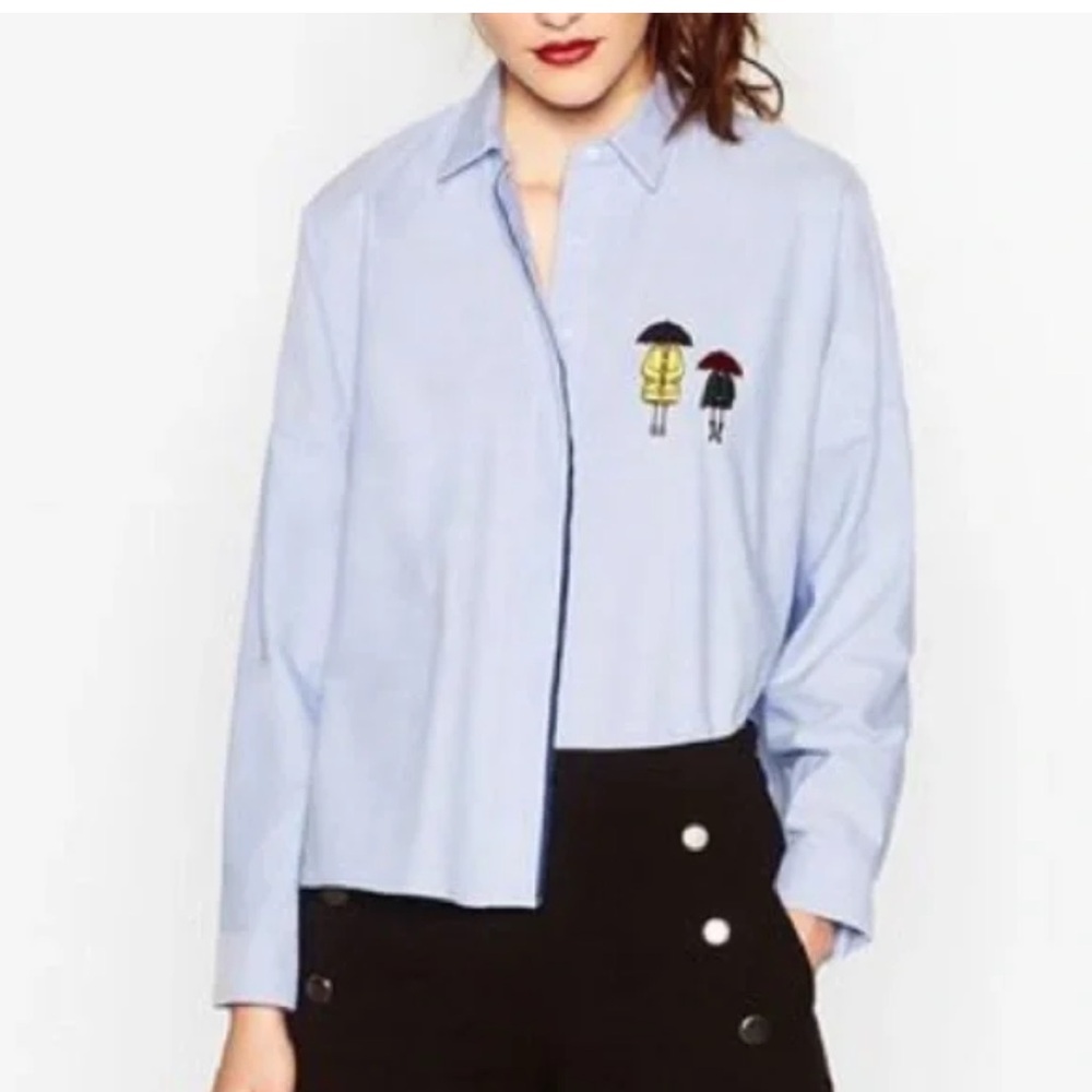Zara umbrella print long sleeve button down